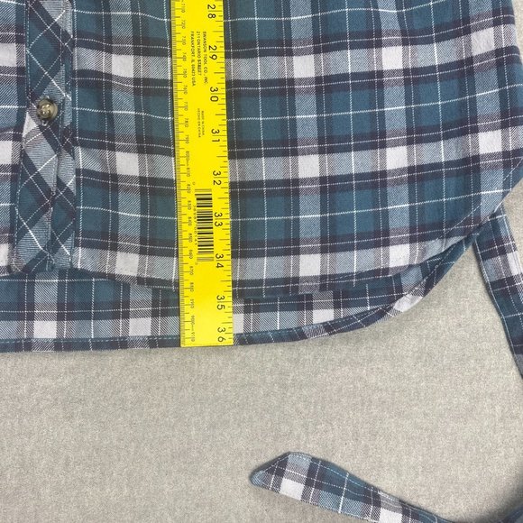 Fig Plaid Flannel Shirt‎ Dress Women Large Belted Tunic Blue Gray V-Neck - Picture 12 of 14